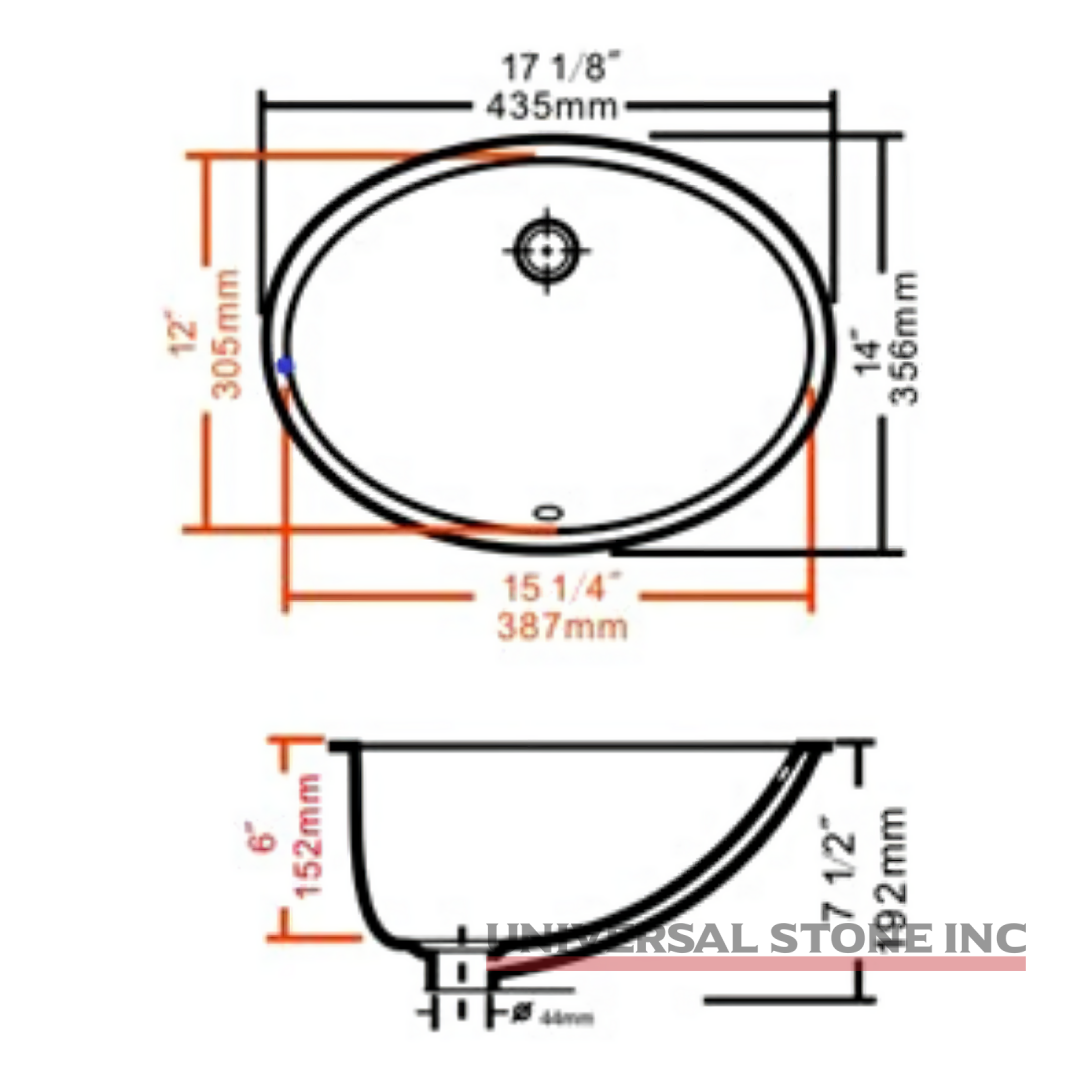 Space Saver Oval Sink Specs